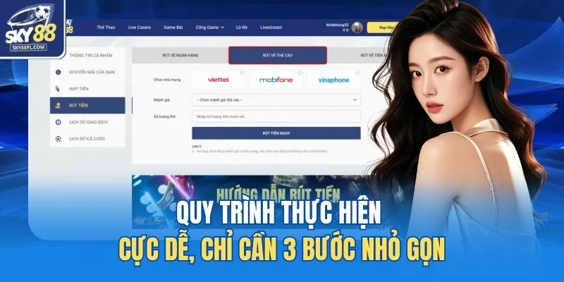 Rút Tiền SKY88 3 Quy trình thực hiện cực dễ, chỉ cần 3 bước nhỏ gọn